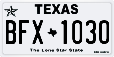 TX license plate BFX1030