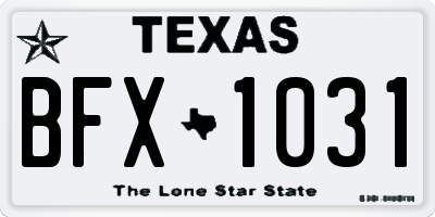 TX license plate BFX1031