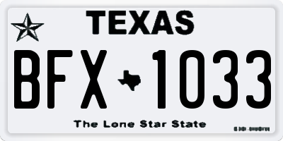 TX license plate BFX1033