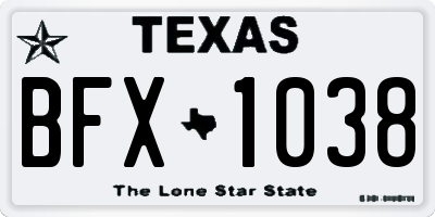 TX license plate BFX1038