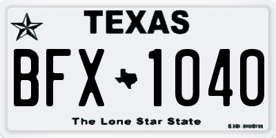 TX license plate BFX1040