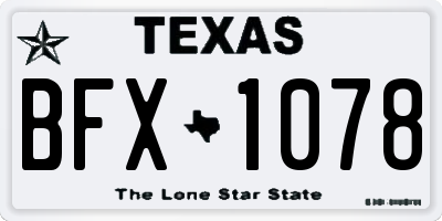 TX license plate BFX1078
