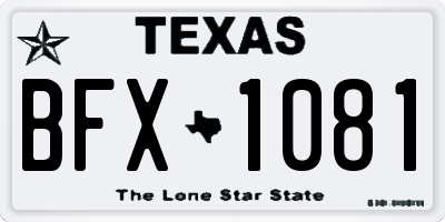 TX license plate BFX1081