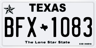 TX license plate BFX1083