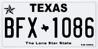 TX license plate BFX1086