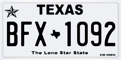 TX license plate BFX1092