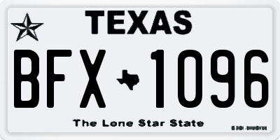 TX license plate BFX1096
