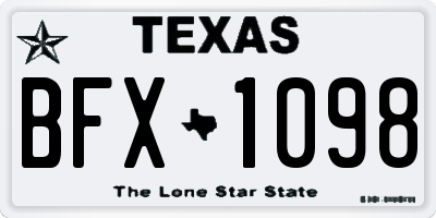 TX license plate BFX1098