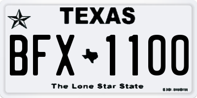 TX license plate BFX1100
