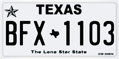 TX license plate BFX1103