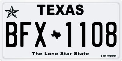 TX license plate BFX1108