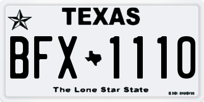 TX license plate BFX1110