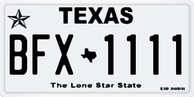 TX license plate BFX1111