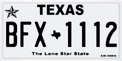 TX license plate BFX1112