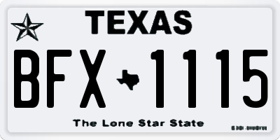 TX license plate BFX1115