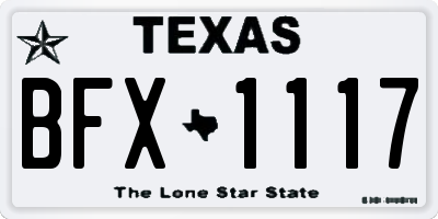 TX license plate BFX1117