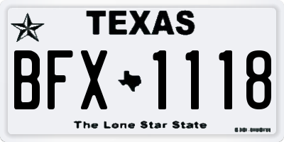 TX license plate BFX1118