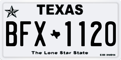 TX license plate BFX1120