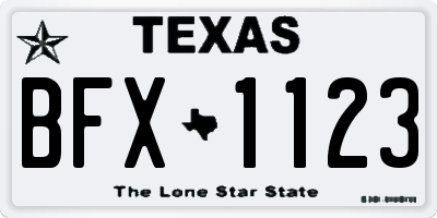 TX license plate BFX1123