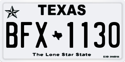 TX license plate BFX1130
