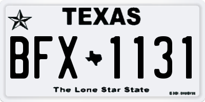 TX license plate BFX1131