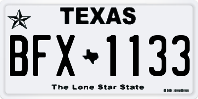 TX license plate BFX1133