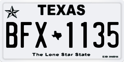 TX license plate BFX1135