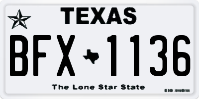 TX license plate BFX1136