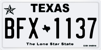 TX license plate BFX1137