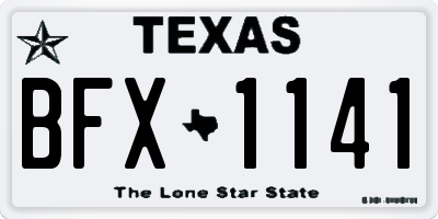 TX license plate BFX1141
