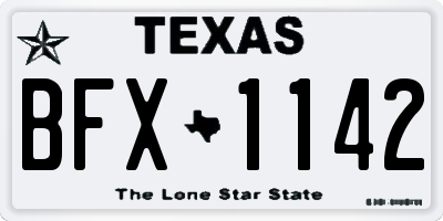 TX license plate BFX1142