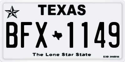 TX license plate BFX1149