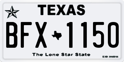 TX license plate BFX1150