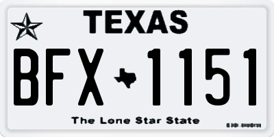 TX license plate BFX1151