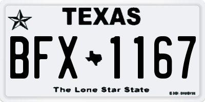 TX license plate BFX1167