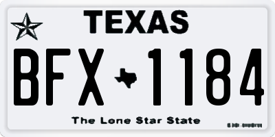 TX license plate BFX1184