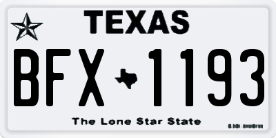 TX license plate BFX1193