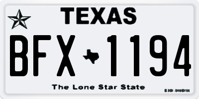 TX license plate BFX1194