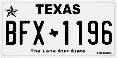 TX license plate BFX1196
