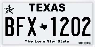 TX license plate BFX1202