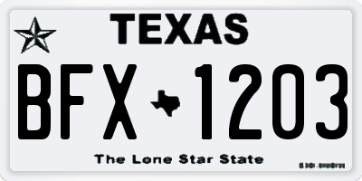 TX license plate BFX1203