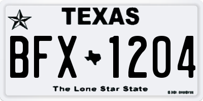 TX license plate BFX1204
