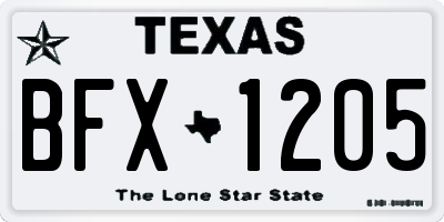 TX license plate BFX1205