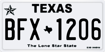 TX license plate BFX1206