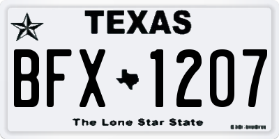 TX license plate BFX1207