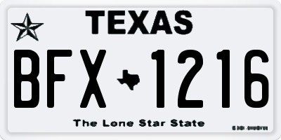 TX license plate BFX1216