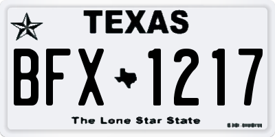 TX license plate BFX1217