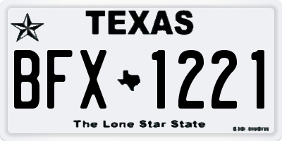 TX license plate BFX1221