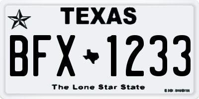 TX license plate BFX1233