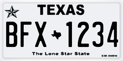 TX license plate BFX1234